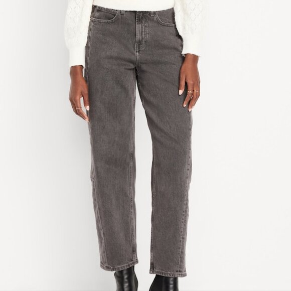 NWT!  Old Navy High-Waisted Barrel Ankle Jeans, Size 6R, Grey Wash - Picture 2 of 10